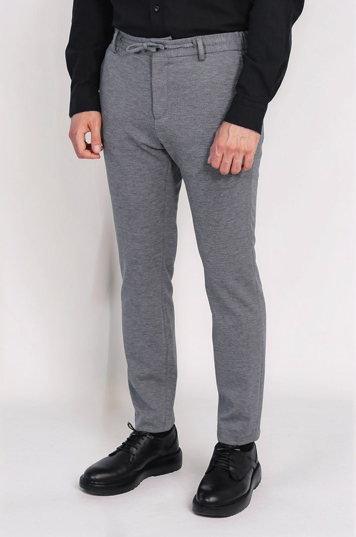 JOGGER KENDİNDEN KOMPLE KEMERLİ TEK PANTOLON GRİ 
