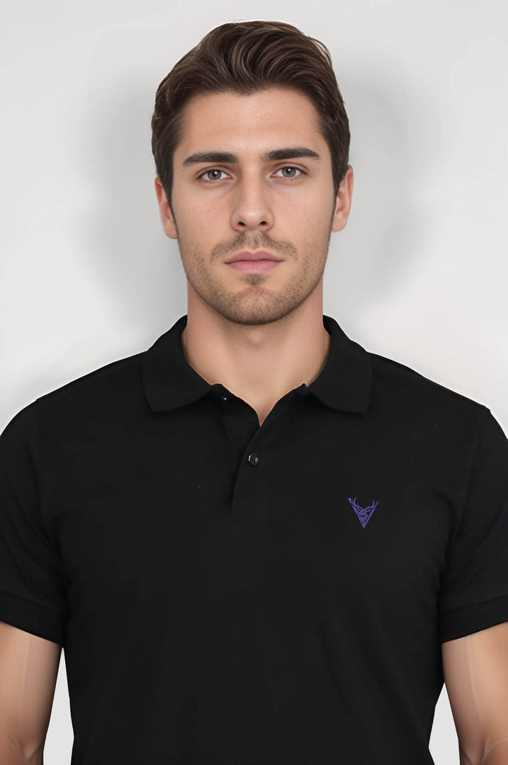 VELVARDE POLO YAKA TSHIRT SİYAH (1815)