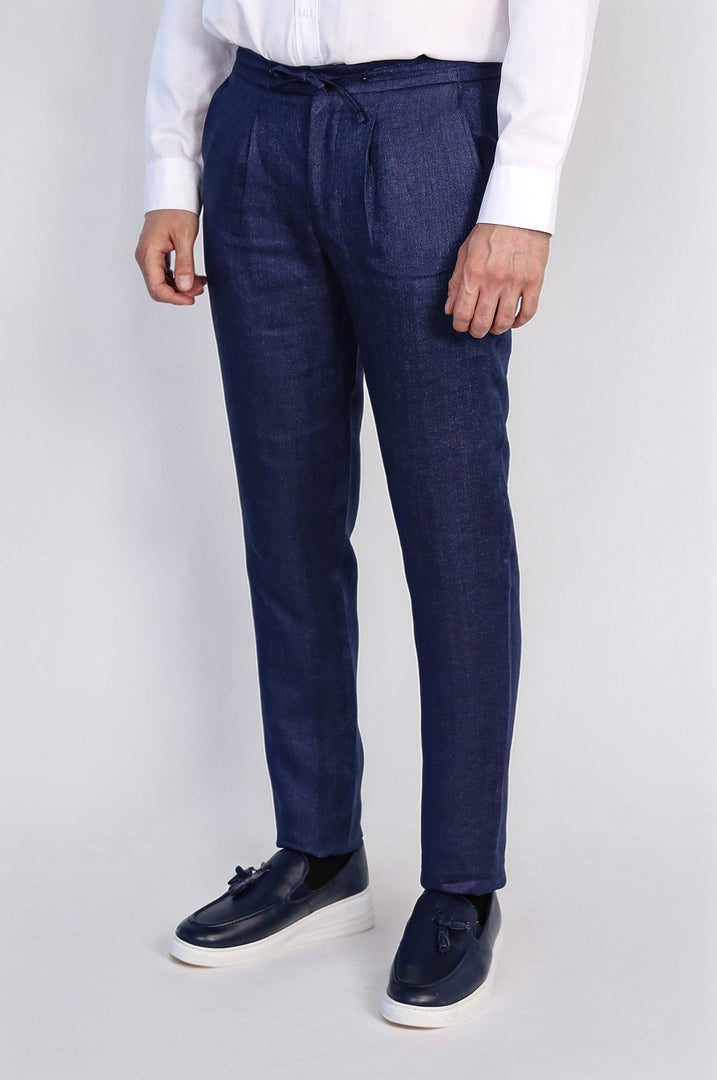 VELVARDE JOGGER+İPLİ LASTLİKLİ PANT. NAVY
