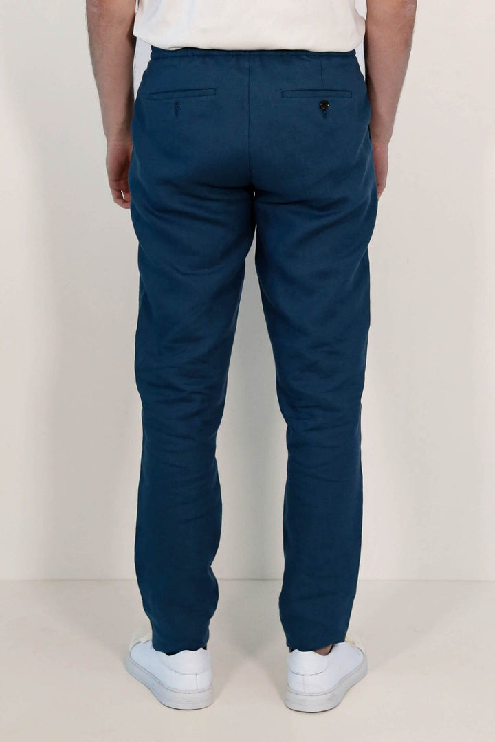 VELVARDE KETEN JOGGER+İPLİ LASTLİKLİ PANT. K.MAVİ