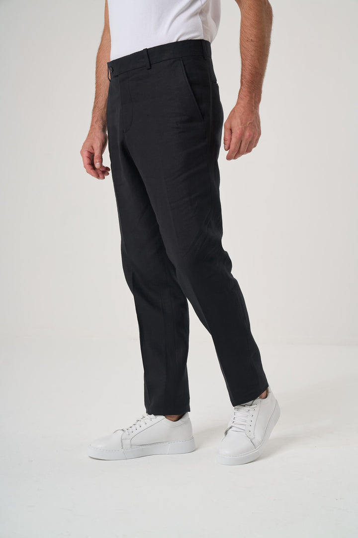 VELVARDE KETEN SLIM SİYAH PANTOLON