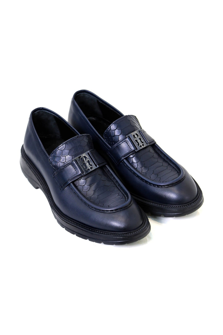 tokalı loafer lacivert ayakkabı 