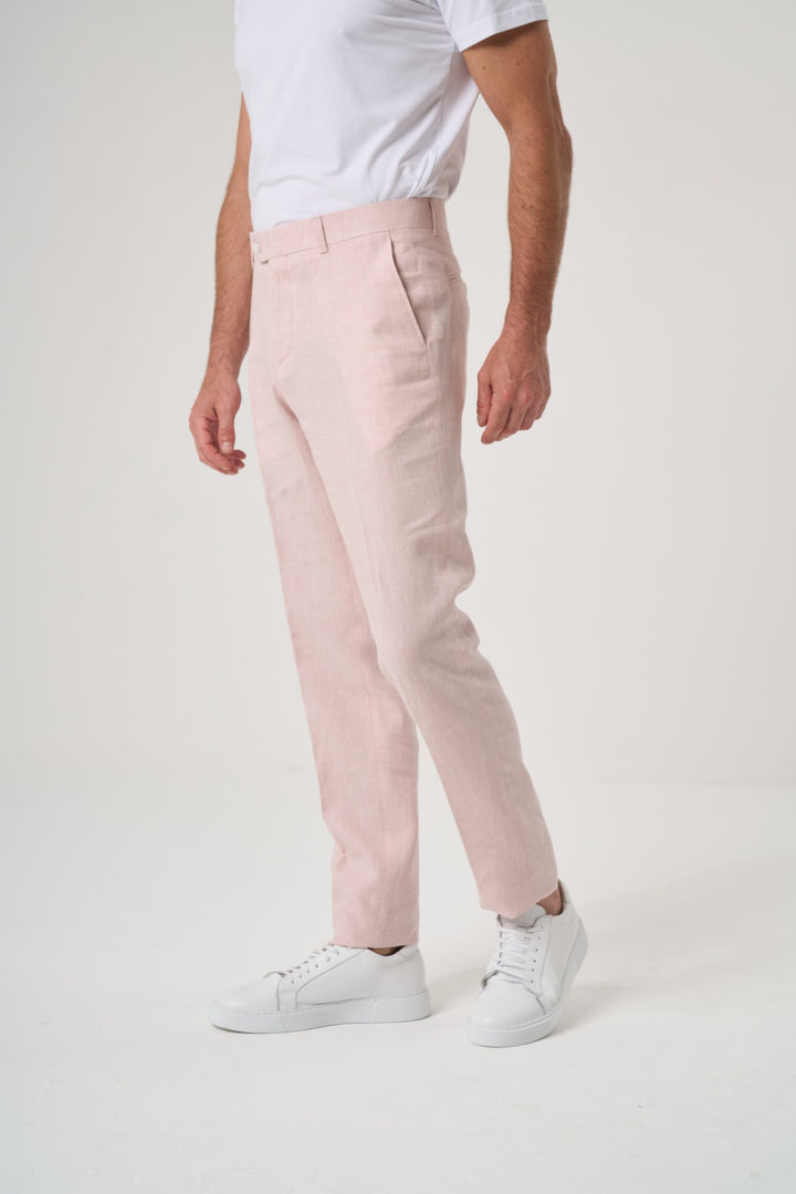  KETEN SLIM PANTOLON PEMBE